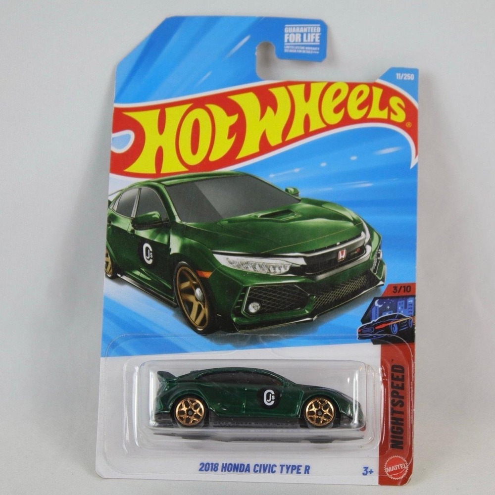 Hot Wheels Green 2018 Honda Civic Type R‎ Toy Car - NEW